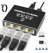 Internet Splitter 1 in 4 Out, Gigabit Ethernet LAN Splitters High Speed 1000Mbps RJ45 Ethernet Sw...