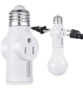 3 Prong Light Socket Adapter, E26 Light Bulb Outlet Adapter, Polarized Light Socket to Plug Adapt...