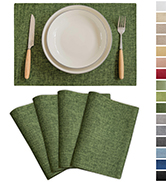 Demetex Green Placemats Set of 4 Vintage Textured Linen Place Mats St Patrick's Day Cloth Heat Re...