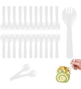 Simpldell 100Pcs Mini Plastic Sporks Individually Wrapped, 4.2Inch Clear Disposable Spoon Fork Ut...