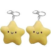2Pcs Yellow Star Plush Keychain, Plush Star Keychain Backpack Accessories Doll Pendant Heart Heal...