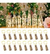 Etinga 18 Pack Wine Bottle Lights with Cork, 20 LEDs 6.6 Feet Silver Wire Cork Bottle Lights,Fair...