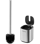 Toilet Brush Holder Set Toilet Bowl Brush Stainless Steel Automatic Open lid Toilet Bowl Cleaner ...