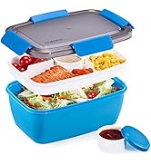 Caperci Salad Lunch Container with 68 oz Salad Bowl - Large Adult Bento Lunch Box, 5-Compartment ...
