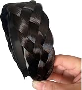 Jowxsx Black Brown Twist Braided Headband Wig Wide-Brimmed Hair Hoop Simple Ponytail Braid Hairpi...