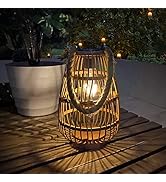Solar Lantern Outdoor Waterproof Large Rattan Lanterns Decorative Bright Boho Lanterns Lights wit...