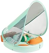 Mambobaby Non-Inflatable Baby Pool Float with Tail and Canopy UPF 50+ Sun Protection No Flip Over...