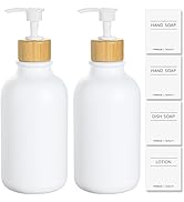 KASUNTING White Soap Dispenser, 2 Pack Plastic Bathroom Hand Soap and Lotion Dispenser Set with B...