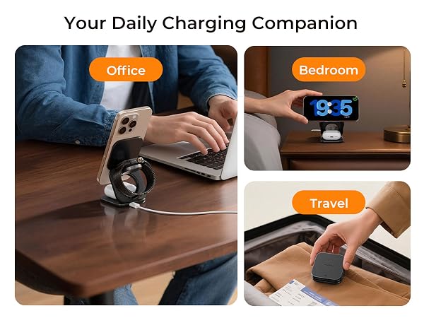 3 in 1 travel charger 3 in 1 travel charging station kuxiu charger 3 in 1 X40 turbo qi 2.2
