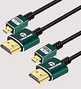 Thsucords Thin Micro HDMI to HDMI Cable 6.6FT 2Pack, Ultra Slim&Flexible Soft Micro HDMI D Type t...