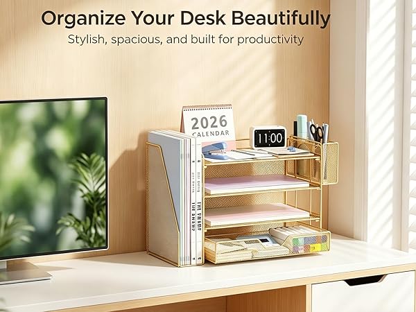 gold desk organizer accessories office supplies decor