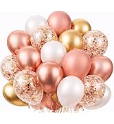 Rose Gold Balloons Set, 70 Pack 12 Inch– Rose Gold, Gold, White and Gold & Rose Gold Confetti Bal...
