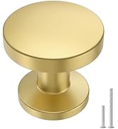 Goldenwarm 10 Pack Brushed Brass Cabinet Knobs Round Gold Drawer Knobs Kitchen Cabinet Handles So...