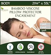 body bamboo zippered pillow protector waterproof cover 20x54 hypoallergenic