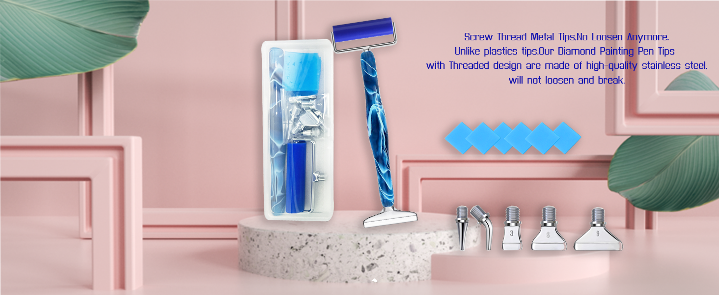 Diamond Art tool Color: Blue Pen; Silver Metal Tips,Blue roller