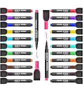 Magnetic Dry Erase Markers Fine Tip - 24 Pack 12 Colors Whiteboard Markers with Eraser Cap, Low O...