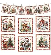 Vintage Christmas Swedish Dishcloths for Kitchen, 6 Pcs Retro Farmhouse Animals Swedish Dish Clot...