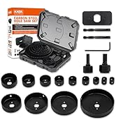 KATA Hole Saw Kit, 18 Pieces Hole Saw Set with 3/4"-5"(19-127mm) Saw Blade, 2 Mandrels, 2 Drill B...