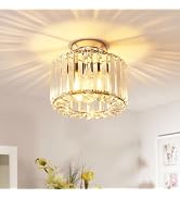 ANWIO Crystal Ceiling Light Fixture, Modern Semi Flush Mount Ceiling Light Shadow, Small Crystal ...