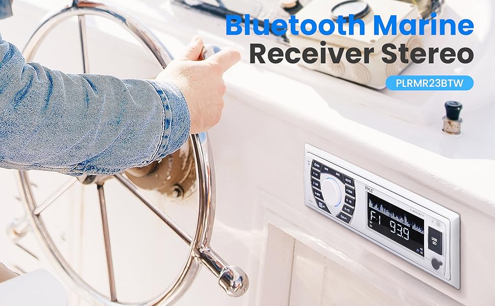 Pyle Bluetooth Marine Receiver Stereo;Bluetooth;Marine Amplifier;Ampli;Single Din Ampli;Wireless