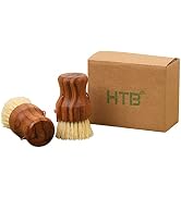 Teak Dish Scrub Brush 2PCS by HTB, Good Grip Small Wooden Dish Brush with Teak Handle & Sisal Bri...