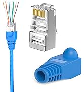 Premium Shielded Rj45 Cat6 Connectors, Gold Plated RJ45 Modular Plugs for Solid or Stranded FTP/S...
