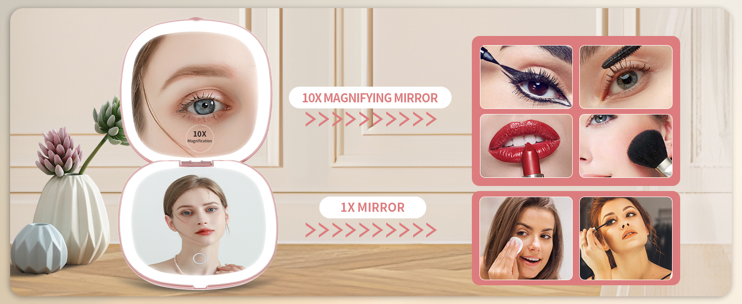 10x Magnification Compact Mirror
