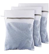 Medium Honeycomb Lingerie Bags with Hanging Loop- 3 Pack MDSXO Mesh Laundry Bags for Washing Deli...