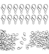 CooBigo 120pcs 12mm Lobster Clasps, Tiny Metal Alloy Lobster Claw Clasps for Necklace Bracelets C...