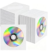 200 Pack CD DVD Sleeves, White CD DVD Sleeves Envelope Holder with Clear Window and Flap, Dust Pr...