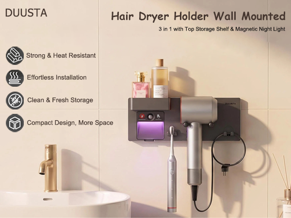 Hair Dryer Holder Wall Mounted