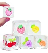 5-Pack Fruit Ice Cube Taba Squishy Mochi Toys, Kawaii Squishies, Fruit Squeeze Stress Balls, Sens...