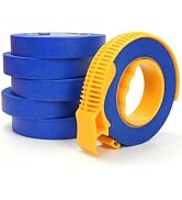 ADHES Blue Painters Tape with Dispenser, 0.94 Inch x 60 Yards x 6 Rolls, Outdoor UV Resistant Mas...