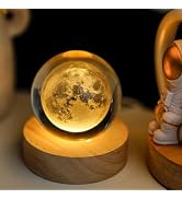 LOULIQIGIFT Crystal Moon Crystal Ball with Light Base Night Light | 2.3Inches Glass Moon Globe, H...