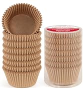 Standard Natural Cupcake Liners for Baking 200 Counts - Caperci Greaseproof Muffin Baking Cups fo...