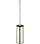 Toilet Brush Holder Brushed Nickel, Stainless Steel 304 Brushed Nickel Round Freestanding Toilet ...