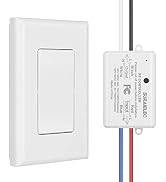 Suraielec Wireless Remote Light Switch, No Wiring, No WiFi, 100ft RF Range, Pre-Programmed, Expan...