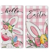 Easter Decorations Kitchen Towels,2Pcs 16x19In Happy Easter Dish Towels with Bunny Eggs Spring Ea...