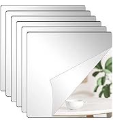 DARENYI 6Pcs Acrylic Mirror Tiles, 8'' x 8'' x 0.07'' Mirror Sheets for Walls Decor, Self-Adhesiv...