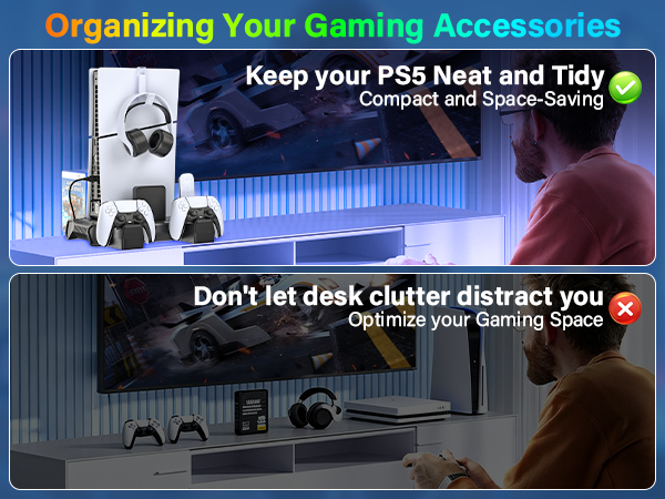 playstation 5 cooling stand with cooling fan and controller docking station