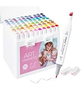 Ohuhu Alcohol Markers for Beginner 80 Colors Mini Brush& Chisel for Drawing | Brush Tip Markers f...