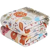Boho Throw Blanket - 100% Cotton Soft Breathable Throw Blankets, 50"x60" 4-Layer Lightweight Musl...