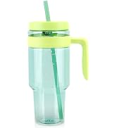 Cafezi 50oz Clear Tumblers with Handle and Straw | Tritan Plastic, Leak-Proof BPA-Free Tumbler wi...