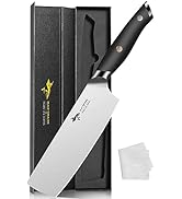 MAD SHARK Nakiri Knife - 7" Razor Sharp & Full Tang Vegetable Kitchen Knife, Multipurpose Asian C...
