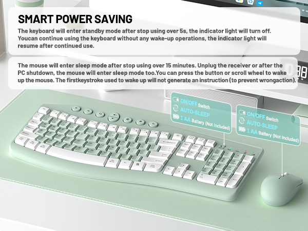 Ergonomic wireless keyboard and mouse 5