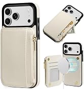 Delidigi for iPhone 17 Pro Max Wallet Case, Women PU Leather Flip Card Holder Zipper Pouch Wallet...