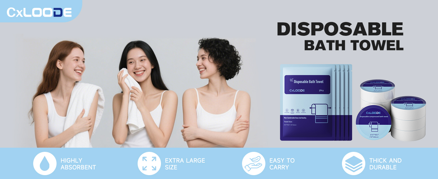 CxLoode Disposable Bath Towels and Compressed Bath Towels