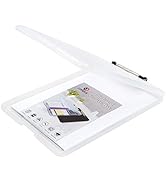 OFFIDIX Clipboard Storage Box,Transparent Plastic Storage Clipboard Paper Holder Storage Clip Boa...