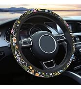 Car Steering Wheel Cover for Women Men, Non-Slip Breathable Steering Wheel, Wildflower Steering W...