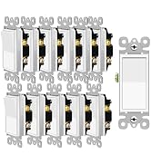 NineLeaf 3 Way Rocker Decorator Paddle Light Switch,12PK Three Way, 3 Wire, Self-Grounding Screw,...